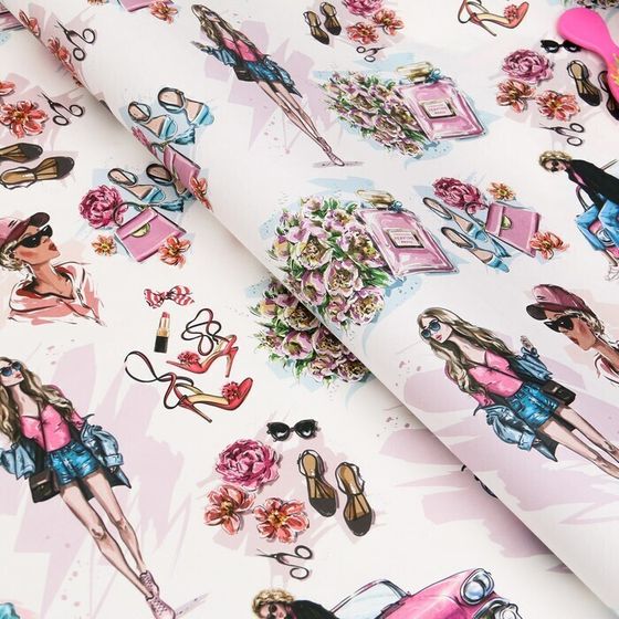 !09 Бумага (набор 5 листов) упаковочная глянцевая "Женский стиль" 70 х 100 см.