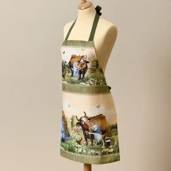 !09 Фартук "Про любовь" 100% хлопок, твил, беж