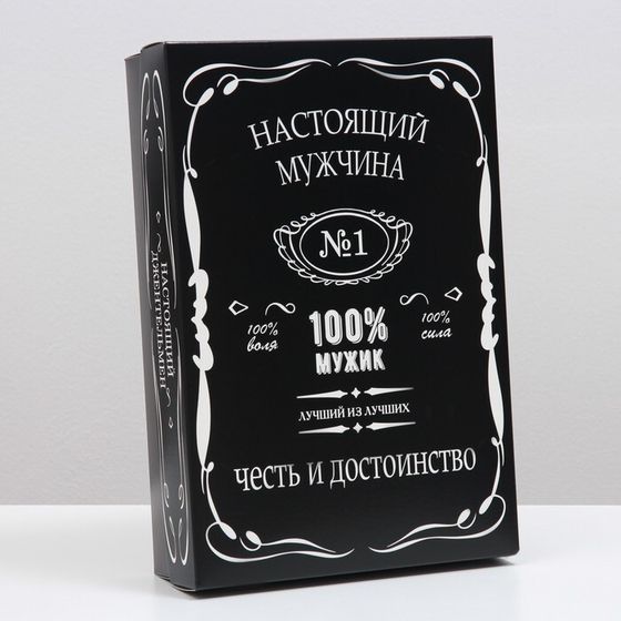 Коробка подарочная, крышка-дно, сборная &quot;100% Мужик&quot;, 30 х 20 х 7 см