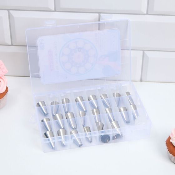 !09 Набор кондитерских насадок «Рецепт счастливой жизни»,15.8 х 9.4 см 24 шт, с адаптером