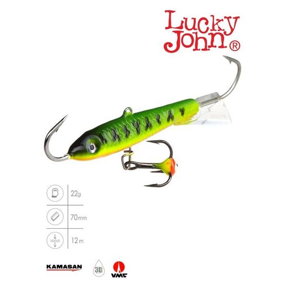 Балансир Lucky John CLASSIC 7 + тройник, 7 см, цвет 20 блистер