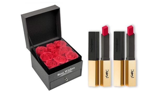 SAINT LAURENT Rose Box Makeup Sets Easy-to-Blend Natural Matte Matte Finish Complexion 1 Pack/2 Pcs Pack