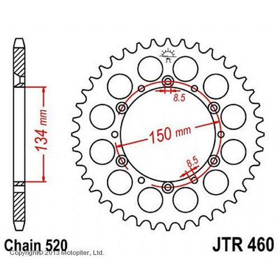 Звезда ведомая, JT sprockets R460-49, цепь 520, 49 зубьев