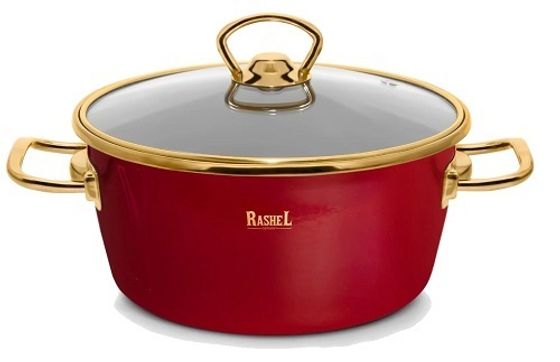Кастрюля Rashel Grand R0122 3,5л стек.кр красный/золотистый