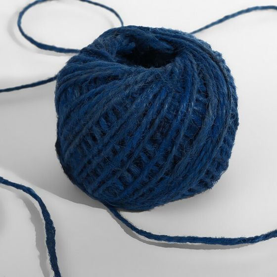 Шпагат для плетения, джутовый, 1120 текс, 50 м, цвет синий МИКС