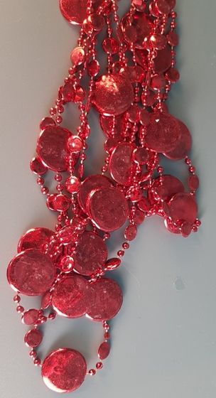 !09 ЕЛОЧНОЕ УКРАШЕНИЕ - БУСЫ &quot;КРУГИ&quot; 2,7 М., ЦВЕТ КРАСНЫЙ