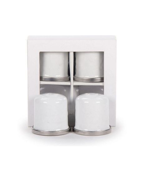 Solid White Enamelware Collection Salt and Pepper Shakers, Set of 2