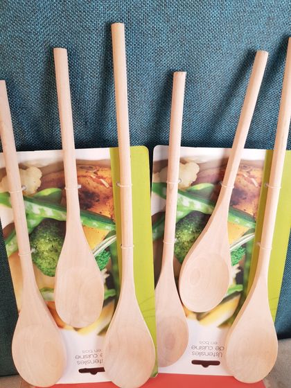 !09 Набор из 6-ти предметов - 6 Ложей для перемешивания 30 см., дерево