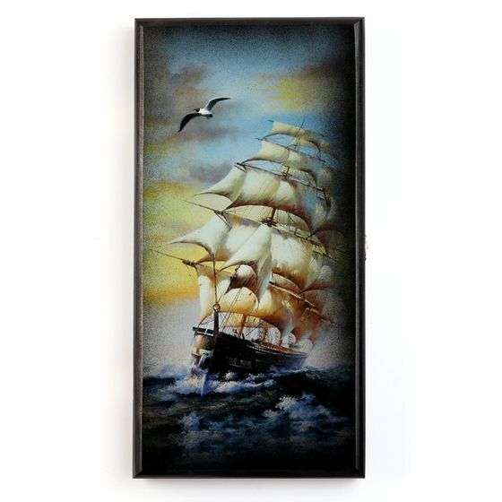 Нарды деревянные большие, настольная игра &quot;Морские&quot;, 40 x 40 см, с полем для игры в шашки