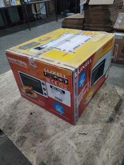УЦЕНКА-Мини-печь Luxell MO-36BL 36л 1420Вт черный-(не проклеено стекло двери слева, нет решетки и поддона, плохая упаковка)