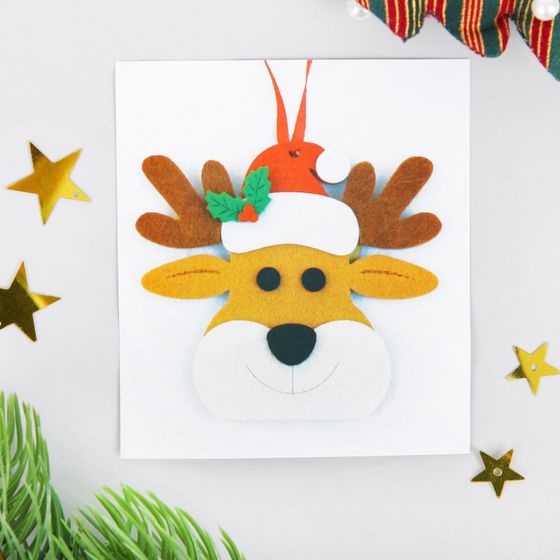 !09 Комплект из 4-х наборов - Ёлочная игрушка из фетра «Новогодний олень», своими руками