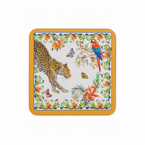 Кружка ЛЕОПАРД 320мл с ложечкой и подставкой