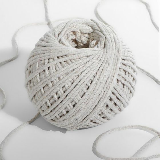 Шпагат для плетения, хлопчатобумажный, 100 м, цвет белый