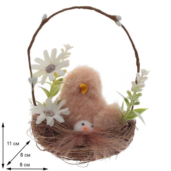 Изделие декоративное "Гнездо пасхальное", L9 W9 H11 см, 2в.