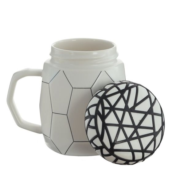 Кружка с крышкой, 500 мл, L12,5 W9 H12 см, цвет микс