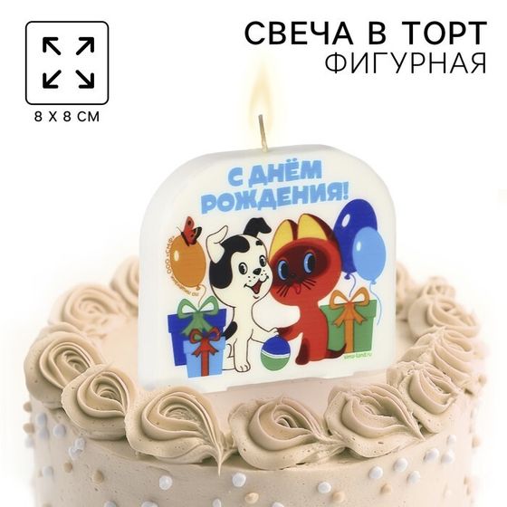 Свеча для торта &quot;С Днем Рождения!&quot;, 8 х 8,8 см, Союзмультфильм