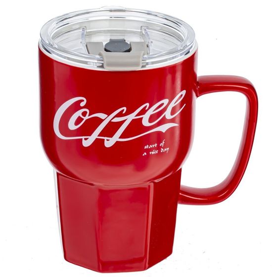 Кружка с крышкой и трубочкой, 400 мл, L13 W9 H19,5 см, 2в.