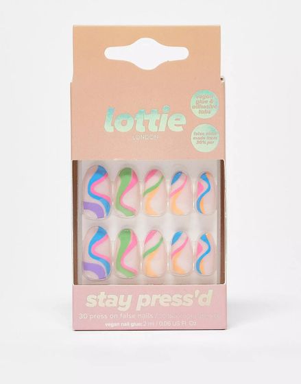 Lottie London Stay Press&#39;d False Nails - Swirls on Swirls