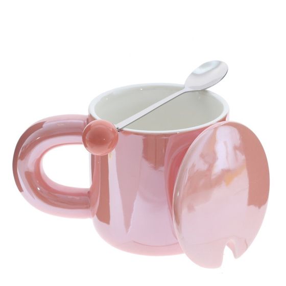 Кружка с крышкой и ложкой, 300 мл, L14 W9 H11 см, 4в.