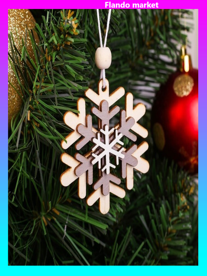 !09 Набор елочных украшений 12 штук: Елочная игрушка «Праздничная снежинка» 6 штук + Елочная игрушка «Резная снежинка» 6 штук