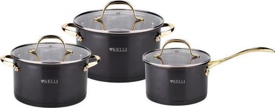 Набор посуды Kelli KL-4721 6пр черный/золотой