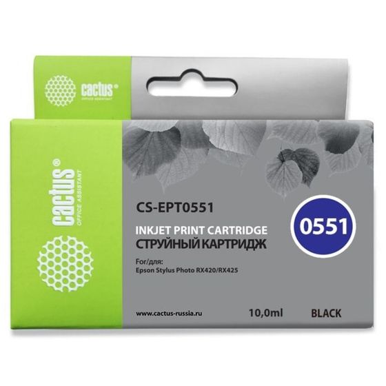 Картридж струйный Cactus CS-EPT0551 черный для Epson Stylus RX520/Stylus Photo R240 (10мл)