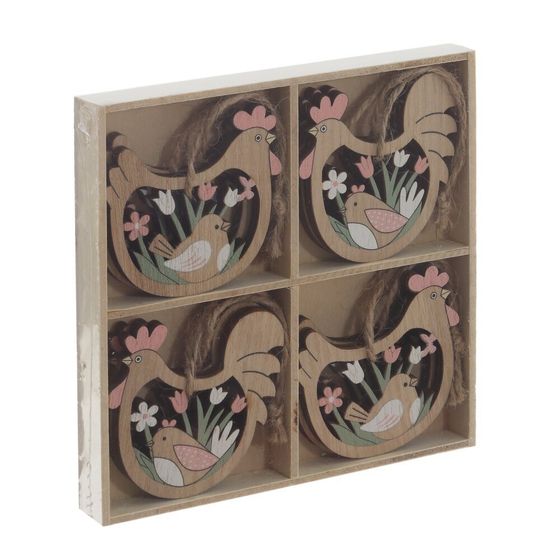 Набор из 8-ми изделий декоративных подвесных &quot;Курица/Петух&quot; (6*05*6), L12,5 W12,5 H1,5 см