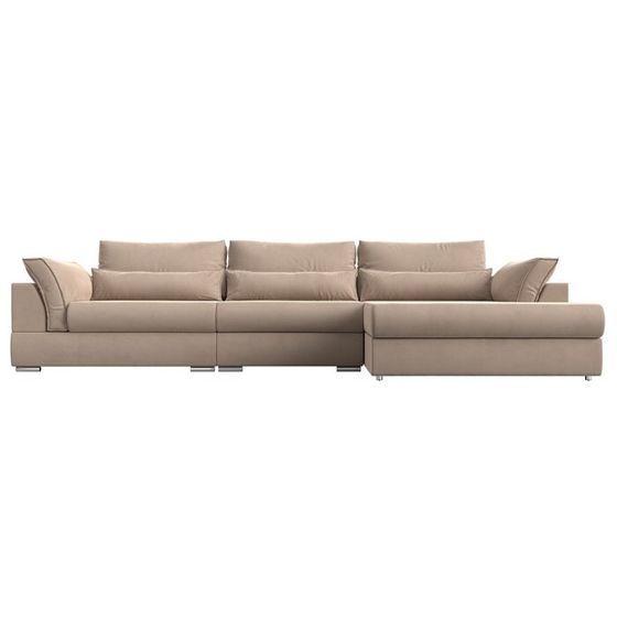 Угловой диван «Пекин Long», правый угол, механизм пантограф, велюр, цвет бежевый