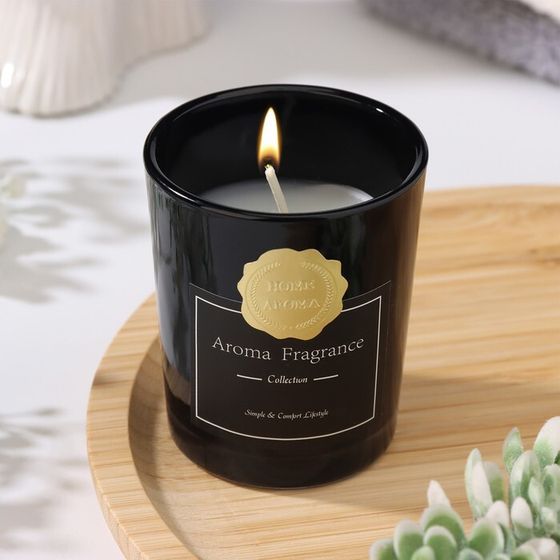 Свеча ароматическая &quot;Aroma Candle&quot;,белый чай, черная, 5,5х6,5 см