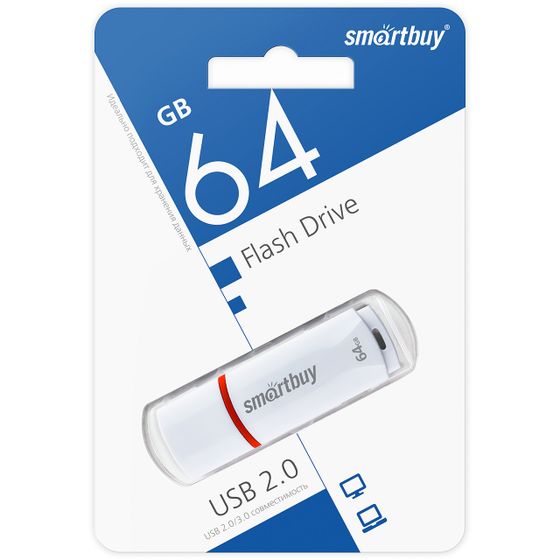 Флеш диск 64Gb Smartbuy Crown SB64GBCRW-W USB2.0 белый