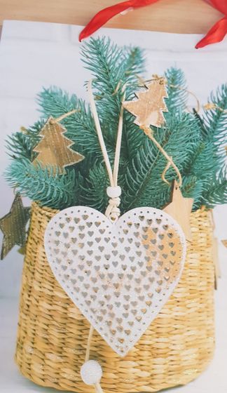 !Пакет " Новогоднее сердце" 18*23 см., крафтовый, вертикальный