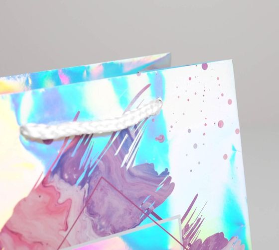 !Пакет подарочный 2 штуки голографический «Enjoy every moment», 18 × 23 × 10 см