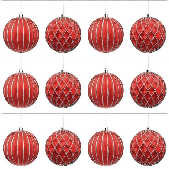 Набор из 12шт Украшение новогоднее Шар &quot;Золотой наряд&quot;, D 10 см, L44 W34 H11 см