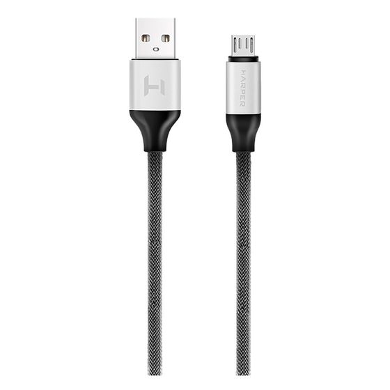 Кабель Harper USB 2.0 A(m) - microUSB(m) 1м нейлон серебристый (BRCH-310)