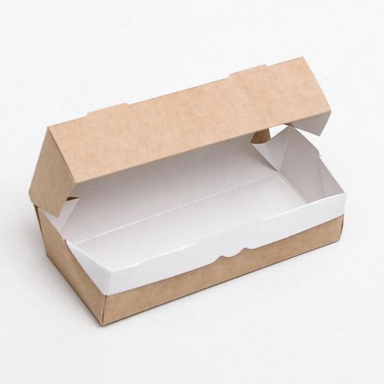 !09 НАБОР 5 ШТУК - Контейнер на вынос, с окном, крафт, 17 х 7 х 4 см.