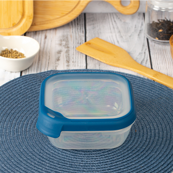 Контейнер для СВЧ GRAND CHEF ECO LINE прозрачный/синий 0.75л квадратный