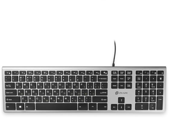 Клавиатура Oklick 890S проводная серый/черный