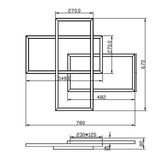 Потолочный светильник Maytoni MOD016CL-L80BK Line, 670х780х80 мм, LED, 78Вт, 2900Лм, цвет чёрный