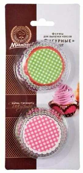 !09 Набор для выпечки и украшения кексов &quot;Клеточки&quot; (d 5 см x d 7 см, h 3 см), 50 штук, бумажные