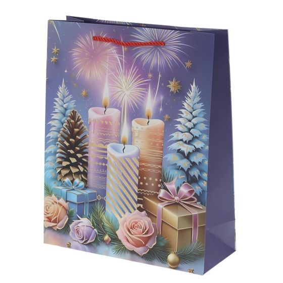 Пакет подарочный (бумага 210г/м2, блок 12шт), L30 W12 H39 см, 4в.