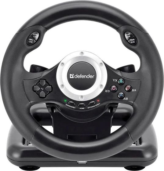 Руль Defender Turbo Pro вибрация черный (64291)