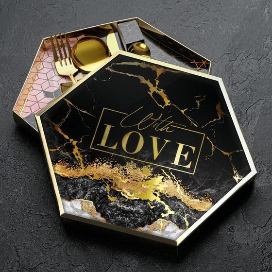 !Набор из четырёх столовых приборов «С любовью», 26,5 см