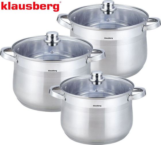 Klausberg GARNKI GASTRO STOCK POT 6 ELE 10.7L+8.6L+7.0L KLAUSBERG [KB-7177]