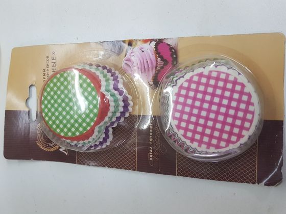 !09 Набор для выпечки и украшения кексов &quot;Клеточки&quot; (d 5 см x d 7 см, h 3 см), 50 штук, бумажные