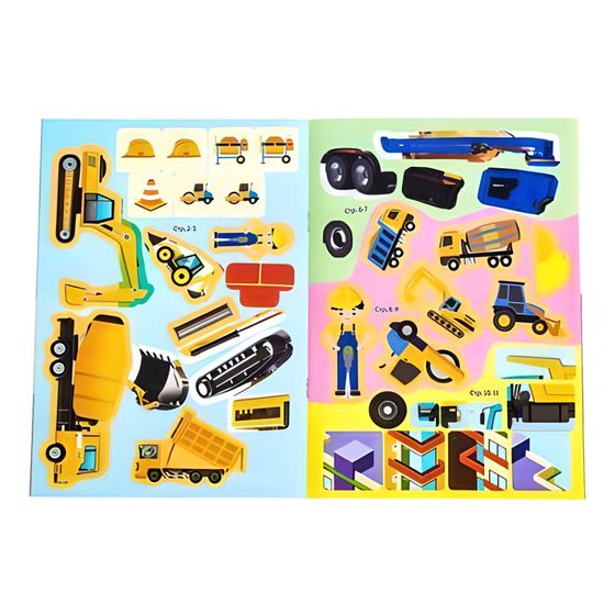 !09 Наклейки многоразовые «Строительная техника», 12 стр.