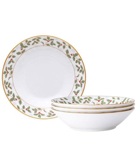 Holly Berry 7.5&quot; 12 oz Soup Bowl, Set of 4