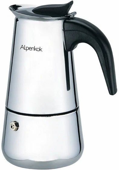 Кофеварка гейзерная Alpenkok AK-801 (4 порций) нержавеющая сталь