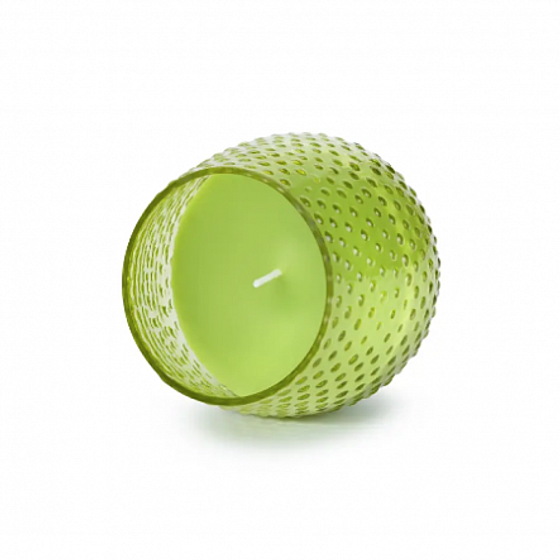 Свеча в текстурном цветном стакане зеленое яблоко 8х7.5см 25ч