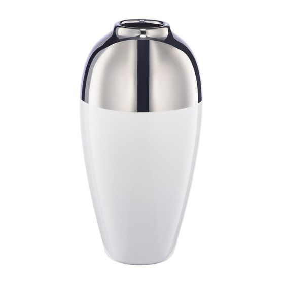 Декоративная ваза «Шик», 12,5×12,5×25 см, цвет белый с серебром