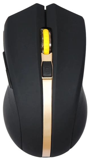 Мышь Oklick 495MW черный/золотистый оптическая беспров. (1600dpi) (998168)